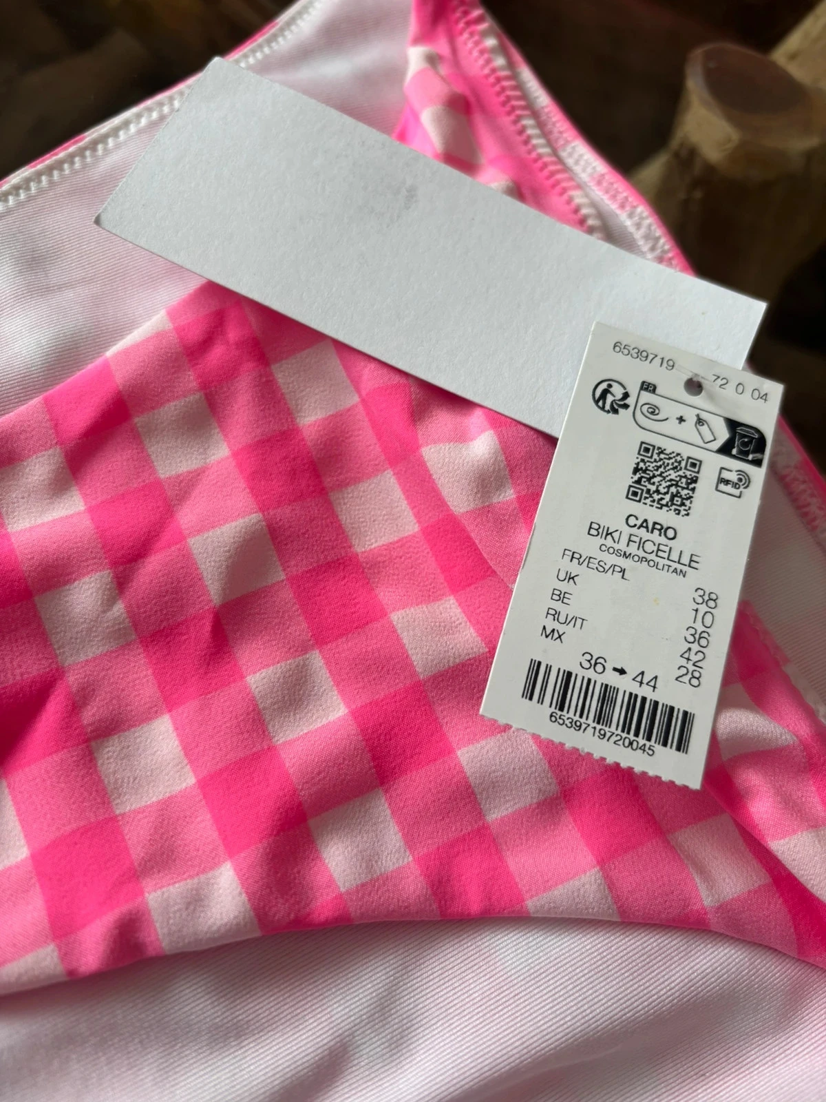 Checkered two-piece swimsuit, pink and white, Etam, size 38 – photo 5